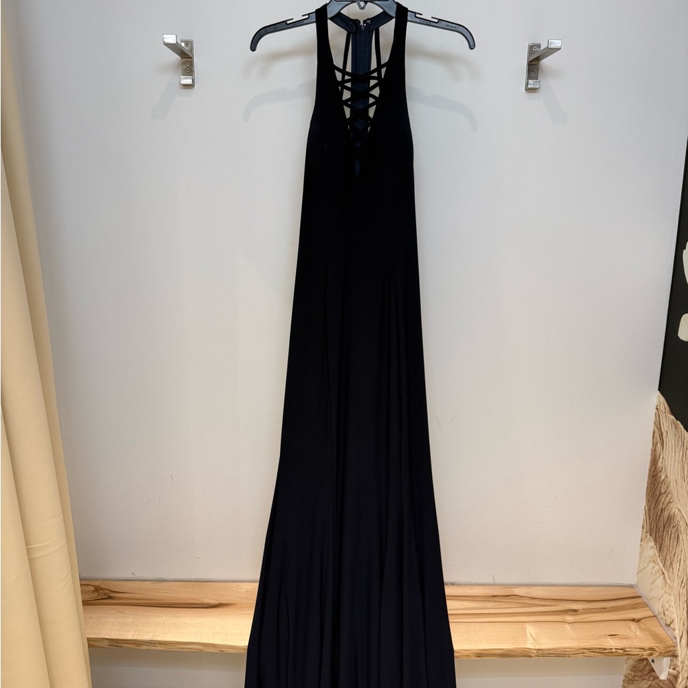 Mon Cheri Black Backless Gown